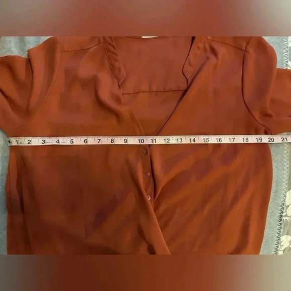 Impressions rust button up blouse size M - Picture 5 of 8
